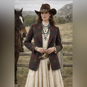 Vintage Wool Aztec Western Southwest Blanket Style Blazer size 12.